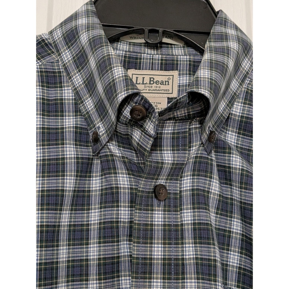 LL Bean Men's Plaid Button Down Shirt Wrinkle Resistant Long Sleeve Size L - Picture 2 of 8